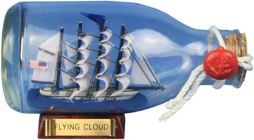 Vista 8 de Hampton Nautical Flying Cloud Ship en botella de vidrio, 5 pulgadas, color marrón