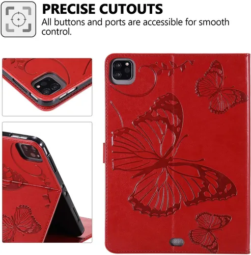 Vista 5 de Funda tipo folio para iPad Pro de 11 pulgadas 2018-2022, iPad Air de 11 pulgadas y 10.9 pulgadas, Techcircle Butterfly en relieve, funda inteligente