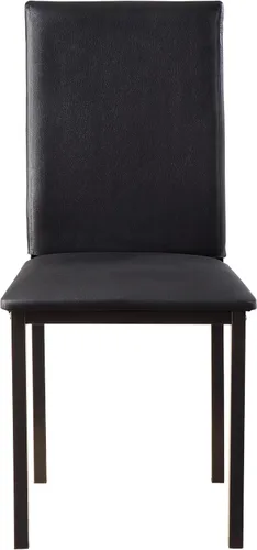 Vista 7 de Juego de 4 sillas de comedor para habitación, mesa y asientos de cocina, tapicería de piel sintética, marco de metal, muebles de comedor casuales