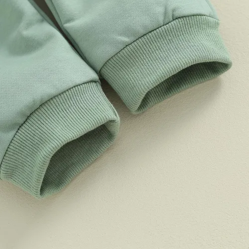 Vista 7 de Conjunto de 3 piezas de sudadera de manga larga con volantes y bloques de color para bebé niña