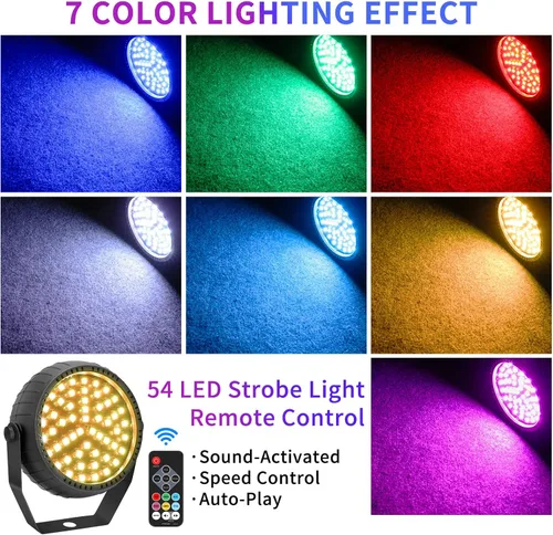 Vista 2 de Telbum luces estroboscópicas, 54 luces LED RGB súper brillantes, luz estroboscópica mini para fiestas, luces estroboscópicas de Halloween