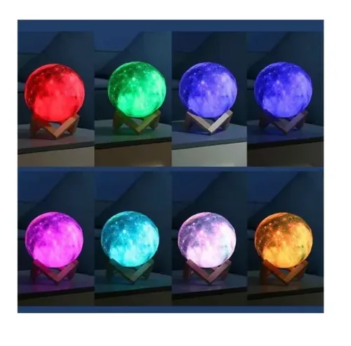 Vista 3 de Lampara Luna Impresión 3d Luz Led Nocturna Táctil 8