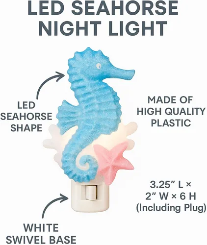 Vista 2 de Novelty Lights Luz nocturna LED de caballito de mar y estrella de mar con enchufe giratorio