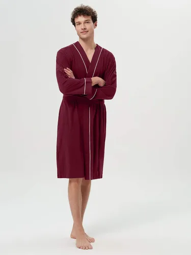 Vista 4 de SIORO Bata de algodón para hombre, ligera, suave, longitud hasta la rodilla, para spa y casa, M-XXL