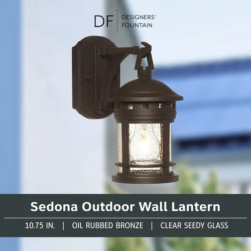 Vista 2 de DESIGNERS FOUNTAIN Sedona - Lámpara de pared exterior de 10.75 pulgadas para puerta delantera, patio y porche, bronce aceitado, 2370-ORB
