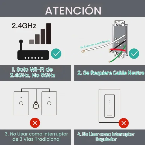 Vista 2 de Interruptor de luz de pared inteligente con WiFi MoesGo, panel de vidrio, control múltiple (3 vías), interruptores táctiles Wi-Fi de 2.4GHz