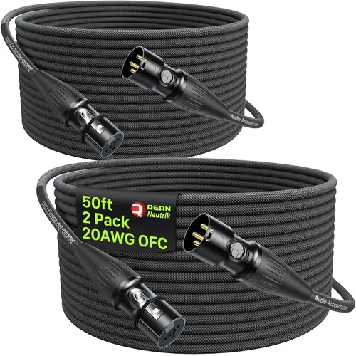 Vista 10 de AA AUDIO ACCESSORY Serie Oro Cables XLR Star Quad de 1.5 pies, Conectores Neutrik, Cable de micrófono 19AWG, Cable de micrófono trenzado en nylon