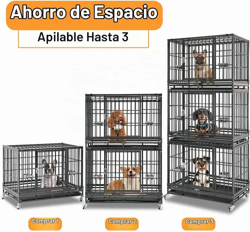 Vista 8 de Homey Pet Jaula para perros apilable de 36 pulgadas, perrera indestructible