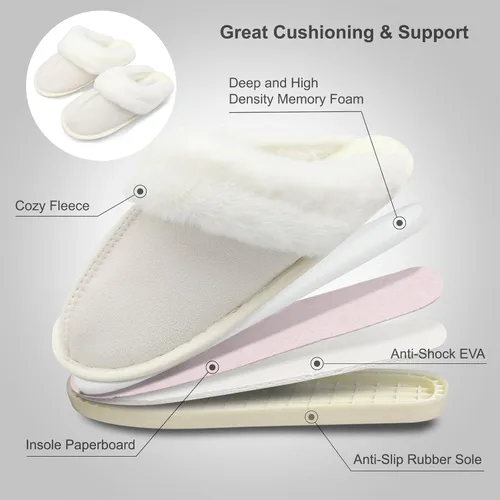 Vista 6 de Besroad Pantuflas de invierno peludas para la casa, sandalias de felpa de piel sintética esponjosas, zapatos cálidos para mujer