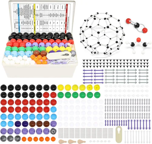 Vista 8 de RELIANCER Kit de modelo molecular, 419 piezas de química molecular orgánica con átomos y enlaces, kit de construcción de estructuras moleculares
