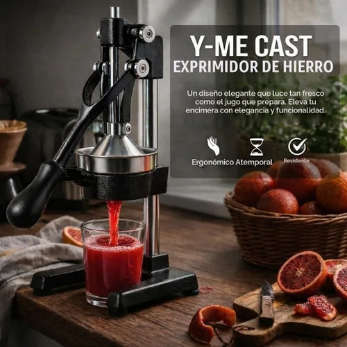 Vista 7 de Y-ME Exprimidor de hierro fundido, exprimidor manual de limón y prensa de cítricos, prensa comercial de jugo con colador de acero inoxidable Negro
