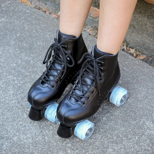 Vista 6 de Patines Derby unisex, color negro, ruedas brillantes, para interiores y exteriores