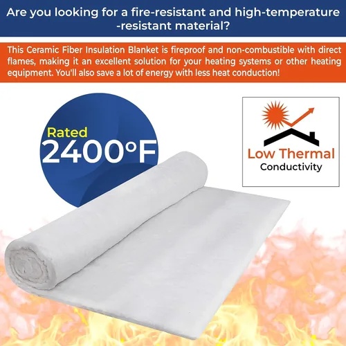 Vista 2 de SIMOND STORE Manta aislante de fibra de cerámica, 8# 2400F, 0.5 x 24 x 36 pulgadas, manta aislante ignífuga de alta temperatura para estufa de leña
