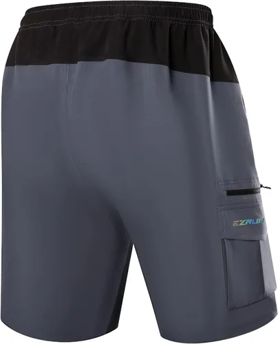 Vista 2 de EZRUN - Pantalones cortos de ciclismo de montaña acolchados 3D para hombre