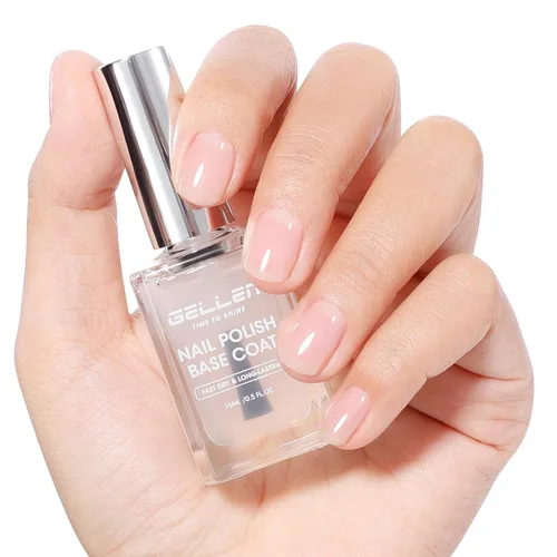 Vista 10 de GELLEN Esmalte de uñas transparente para capa final, esmalte de uñas brillante y regular, fórmula de calcio fortalece las uñas, secado rápido al