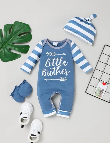 Vista 3 de Mameluco de bebé recién nacido con estampado de alfabeto, traje de una pieza