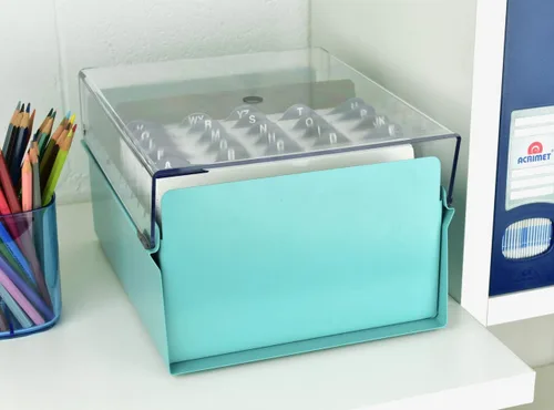 Vista 4 de Acrimet - Organizador de tarjetas de 5 x 8 con base de metal resistente (índice de tarjetas y separador incluidos)