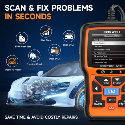 Vista 4 de FOXWELL NT301 OBD2 escáner de datos en vivo profesional mecánico OBDII lector de código de diagnóstico herramienta para comprobación de luz del motor