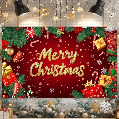 Vista 14 de BlissYard Telón de fondo de tren de Papá Noel, 71 x 43 pulgadas, pancarta de escena de Navidad de pan de jengibre, fondo de fotos para fiestas