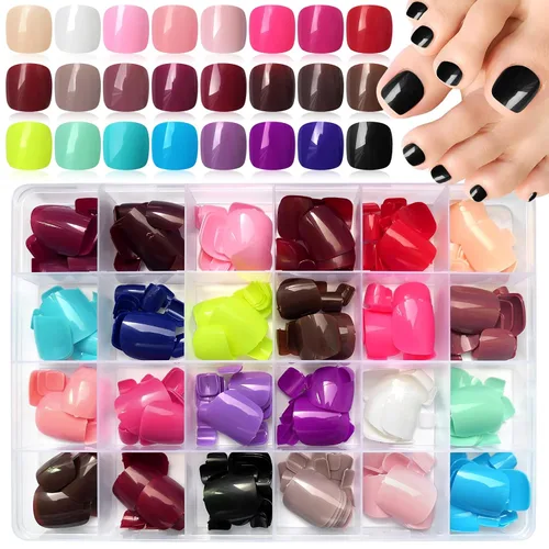 Vista 9 de LoveOurHome 576 uñas postizas de almendra, medianas, uñas postizas cortas de aguja acrílicas, uñas postizas de almendra, cobertura completa, uñas