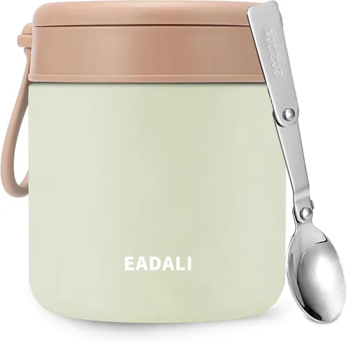 Vista 8 de Eadali Tarro de comida para niños de 15.2 onzas para comida caliente, contenedor de almuerzo aislado al vacío con interior de acero inoxidable 316
