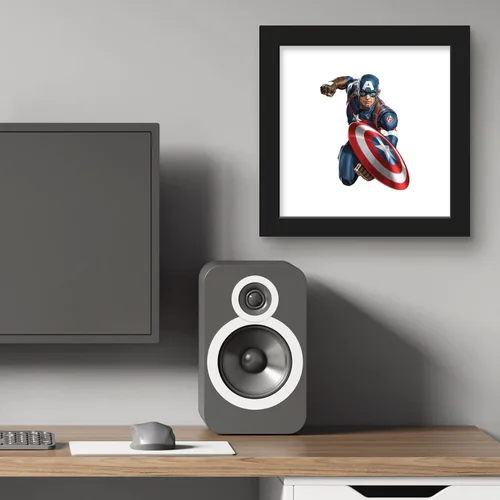 Vista 6 de Trends International Gallery Pops Marvel Comics Avengers - Póster de pared de Capitán América, 12 x 12 pulgadas, versión enmarcada en negro Versión