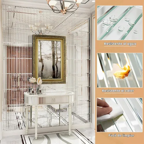 Vista 4 de Azulejos de Espejo para Salpicadero de Cocina, Tira Plateada, 12x12 Pulgadas, Azulejo de Espejo Biselado para Pared de Baño