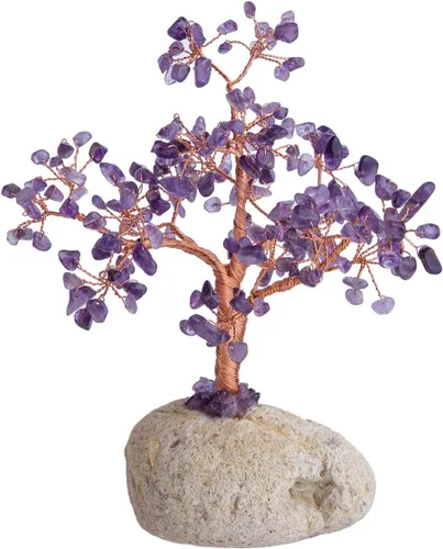 Vista 2 de Rockcloud - Piedras de cristal natural para árbol de dinero con base de piedra, decoración para el hogar 7-8.5 inches, Natural Handmade Home
