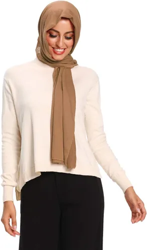 Vista 13 de Bufandas de hiyab de jersey para mujer, bufanda para la cabeza, envoltura musulmana para la cabeza Beige