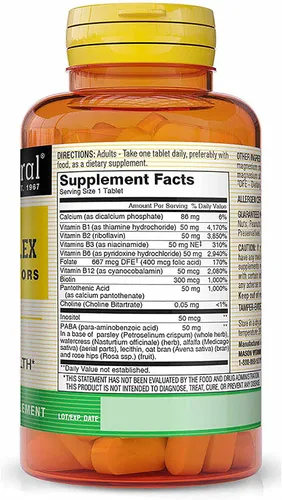 Vista 2 de Mason Vitamins Super B 50 Complex All Eleven "B" Factors Tabletas, 60