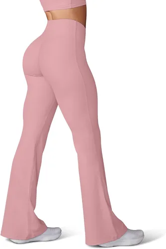 Vista 20 de HEGALY Pantalones de yoga acampanados para mujer, leggings cruzados, suaves, de cintura alta, pantalones casuales de entrenamiento con corte de bota