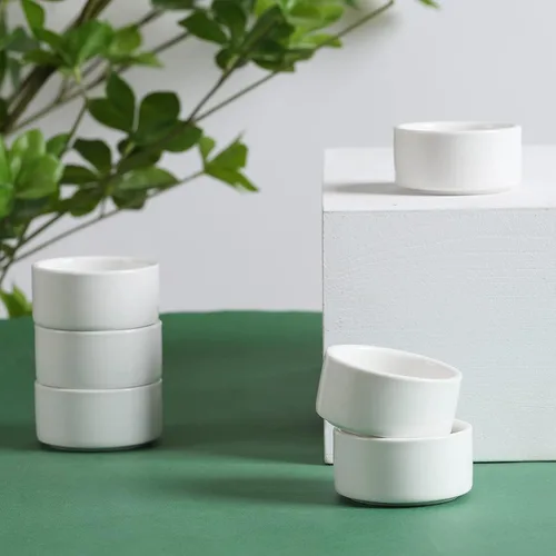 Vista 8 de Juego de 6 mini ramequines de porcelana de 1 oz, plato pequeño para soufflé de cerámica, exactamente diseñado para salsa, salsa de tomate, salsa