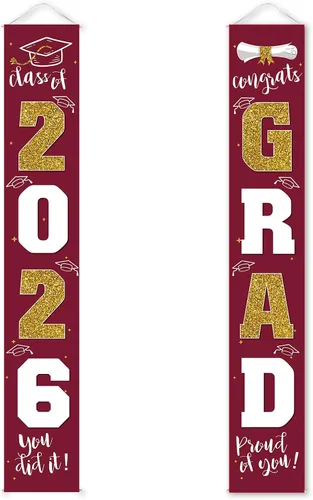 Vista 13 de Decoraciones de graduación 2026, cartel de porche negro dorado para clase de 2026, suministros de fiesta de graduados