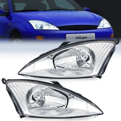 Vista 9 de Nilight - Conjunto de faros delanteros compatible con Ford F-150 Expedition 1997 1998 1999 2000 2001 2002 2003, carcasa negra, reflector ámbar
