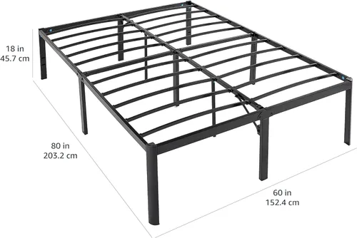 Vista 2 de Amazon Basics Base de cama antideslizante resistente con listones de acero, fácil montaje, 18 pulgadas de alto, (tamaño Queen), color negro