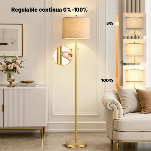 Vista 3 de Nintiue 【Actualizado】 Lámpara de pie regulable para sala de estar, bombilla LED de 11W incluida, lámpara de pie moderna, lámpara de pie alta