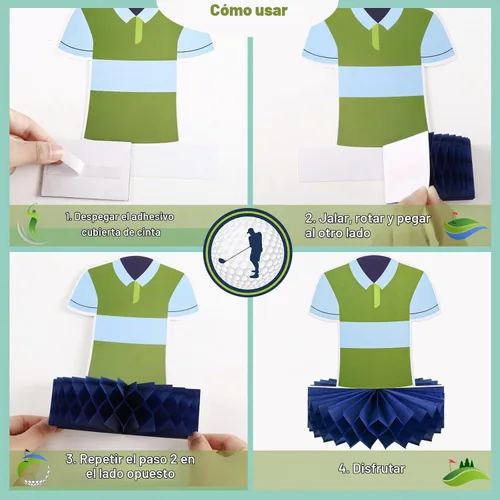 Vista 4 de Teling 12 centros de mesa de golf para decoración de mesa de fiesta, bola de golf de doble cara en forma de panal para cumpleaños, despedida