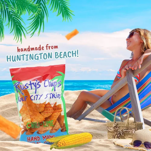Vista 4 de Rusty's Chips - Chips de maíz crujientes saludables hechos a mano con chile y lima, sin conservantes - Snacks sin gluten, sin transgrasas, sin OMG