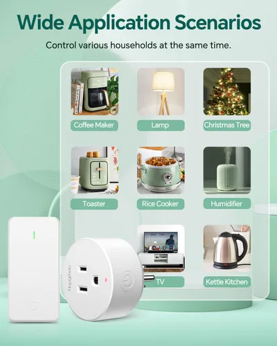 Vista 6 de Adaptador de Enchufe con Control Remoto, Interruptor Inalámbrico, Mini Enchufe Remoto para Luces y Electrodomésticos, Interruptor ON/OFF 15A/1500W