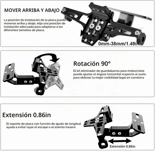 Vista 5 de LKV - Marco universal para placa de matrícula de motocicleta con luz LED