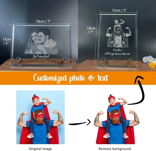 Vista 4 de Foto de cristal 2D, regalo personalizado para papá, mamá, él y ella con tu foto. Regalos de imagen personalizados para cumpleaños, boda