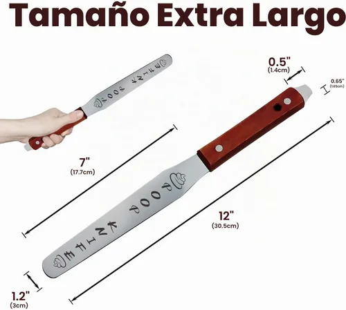 Vista 4 de Cuchillo para caca, cuchillo de caca de metal duradero de 12 pulgadas para bloque de inodoro, mango de madera extra largo, palo de caca, broma