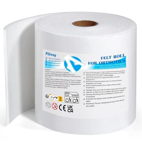 Vista 10 de Pllieay Adhesive Felt Premium Grade, Orthopedic Felt Roll 1/4" x 6" x2.5yd Light Brown Felt Sheets, Quality Rayon Blend Adhesive Felt Roll for