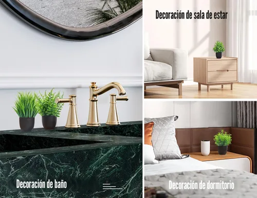 Vista 6 de Der Rose Plantas falsas, 4 paquetes de plantas artificiales, pequeñas plantas falsas, accesorios de baño negros para Halloween, baño, hogar, cocina