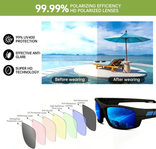 Vista 5 de Lentes de sol deportivos polarizados para hombre, envolventes UV400, para correr, pescar, ciclismo y conducir, TR90