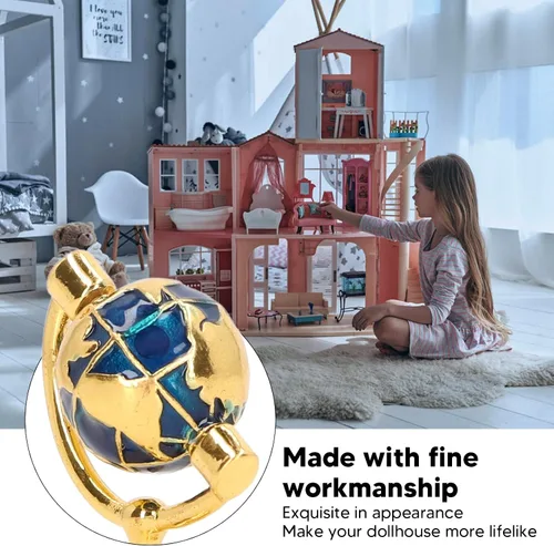 Vista 3 de 1:12 Miniature World Globe accesorios para casa de muñecas en miniatura Gold Realistic/Elegant Globe Dollhouse Muebles de estudio para casa