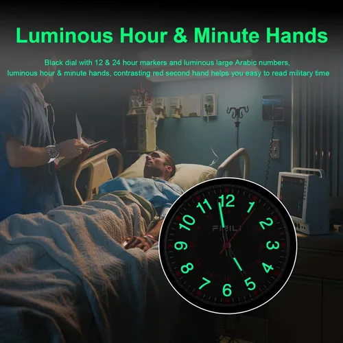 Vista 2 de FIZILI Reloj de enfermera para mujeres, hombres, profesionales médicos, estudiantes, fácil de leer, 24 horas, reloj luminoso con banda de silicona