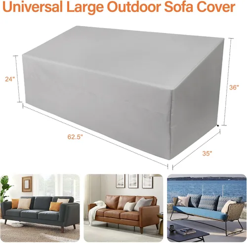 Vista 2 de Funda para sofá de patio impermeable, resistente para sofá biplaza de 2 plazas, fundas de muebles de patio para sofá exterior, sofá biplaza, sofá