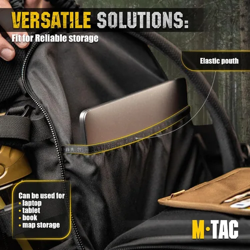 Vista 7 de M-Tac Mochila militar para hombres y mujeres - Mochila grande de senderismo MOLLE de 25L para viajes y supervivencia - Mochila negra - Senderismo