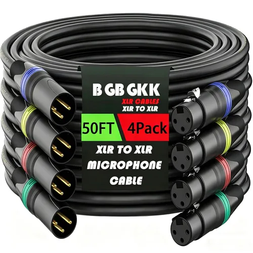 Vista 14 de XLR Cables - Cable de micrófono XLR profesional de 3 pines X L R de 3 pines chapado en oro, cable de micrófono equilibrado, multicolor